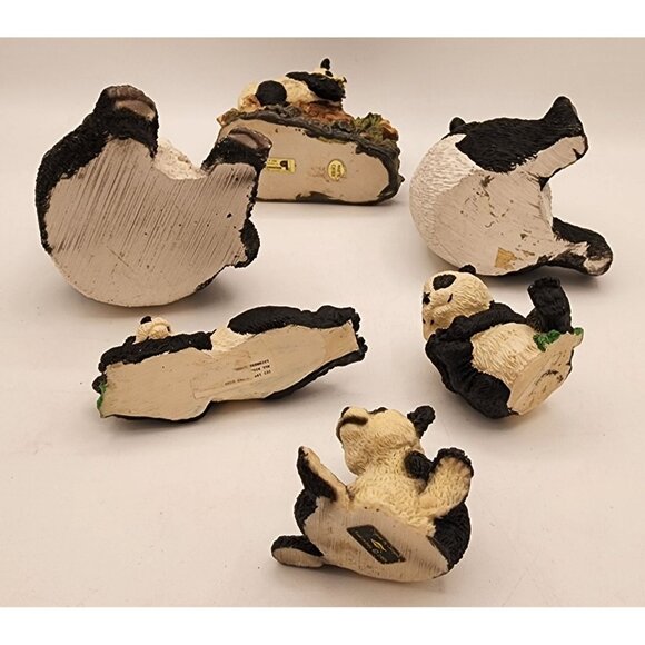 Adorable Assorted Panda Figurines Set 6 Pieces Hand-Painted Resin Collectibles - Picture 11 of 12